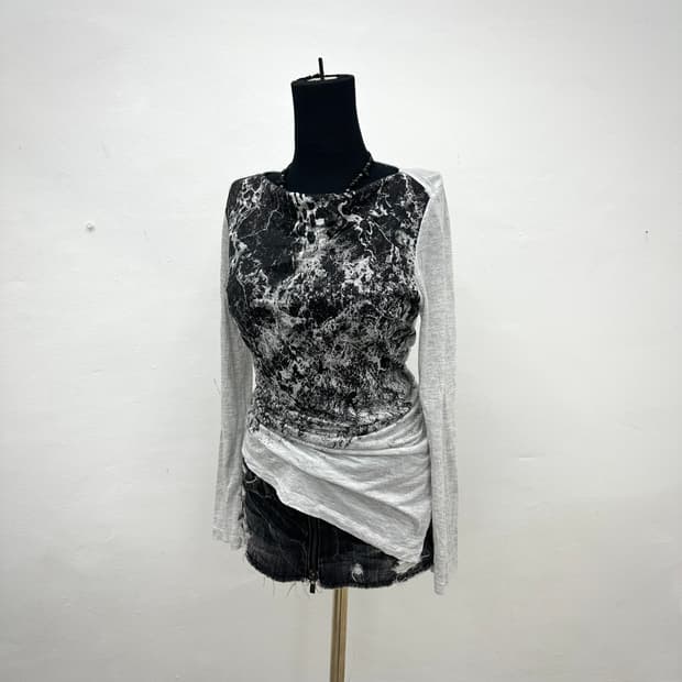 Crack printing drape longsleeve
