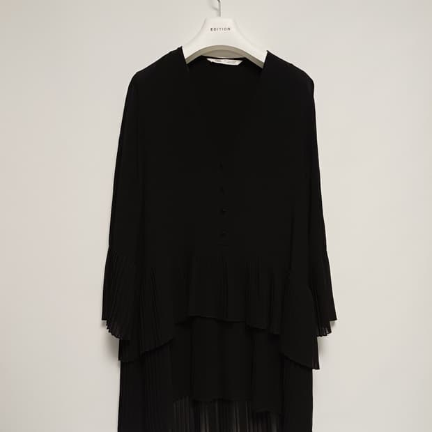[ZARA] 자라 V넥 캉캉 플리츠 미니 원피스 / 튜닉 (S)
