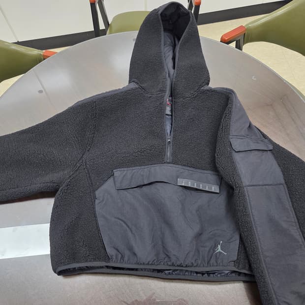 나이키 조던 코지 혜비 플리스 크롭 후드 아노락 블랙 (XL)