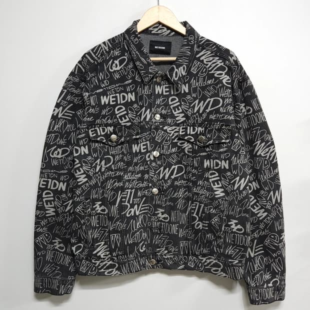 100~105)WE11DONE 웰던 그래피티 오버핏 데님 청자켓