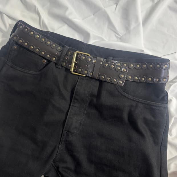 빈티지 스터드 레더 벨트