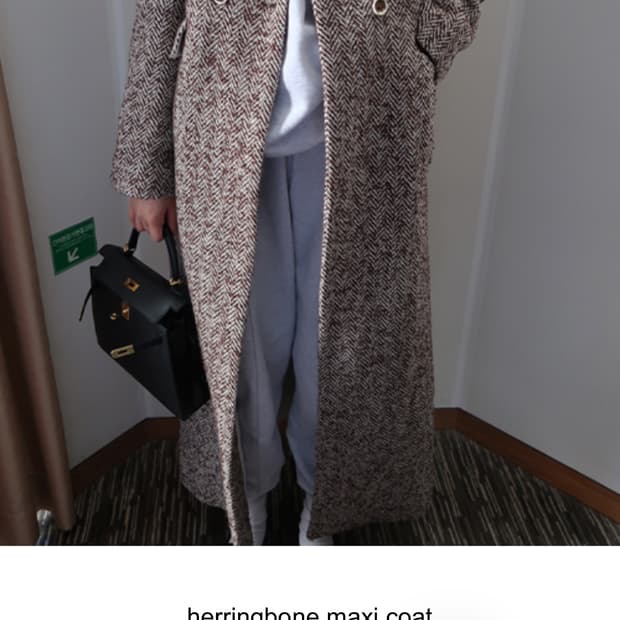 프레클 헤링본 맥시 코트 herringbone maxi coat