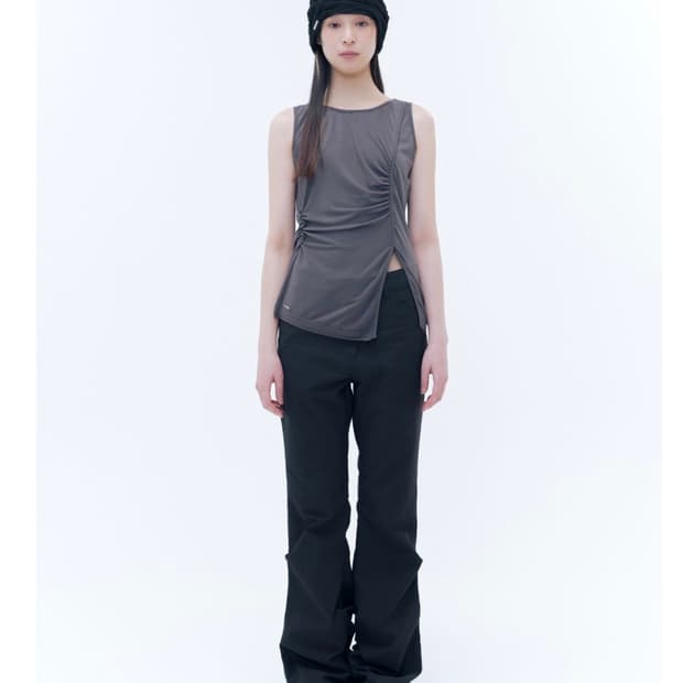 새상품)미세키서울Cotton shirring bootscut pants