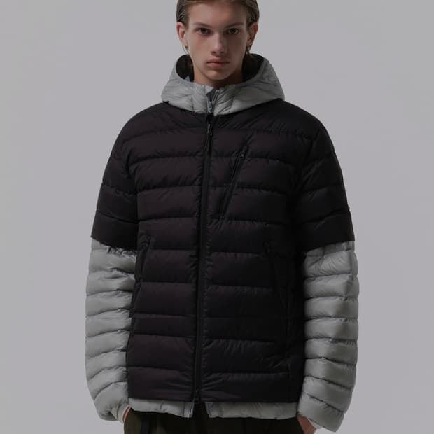 25신상 새제품)무신사 스탠다드 경량 반팔 숏패딩 블랙 L