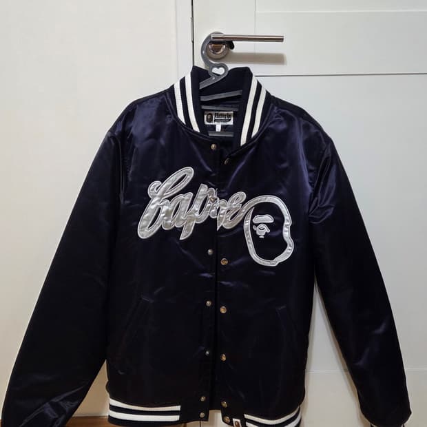 BAPE Baseball Jacket Navy L / 미착용 / 택O