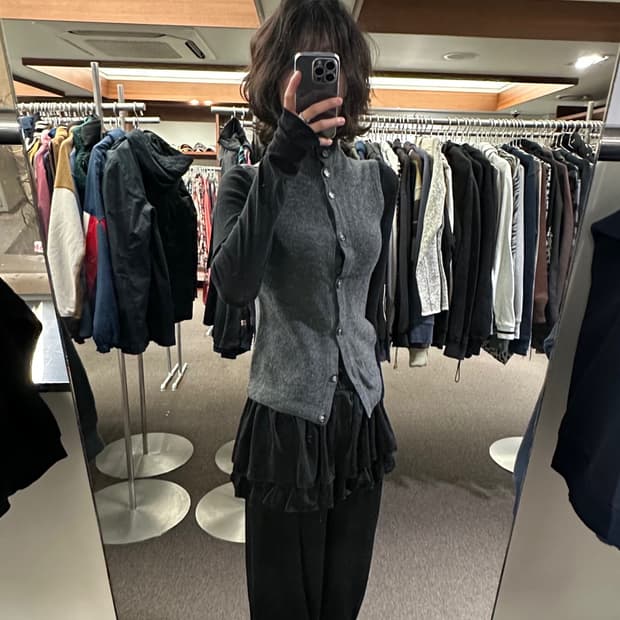 M)SunCreate 빈티지 여성 그레이 울 베스트