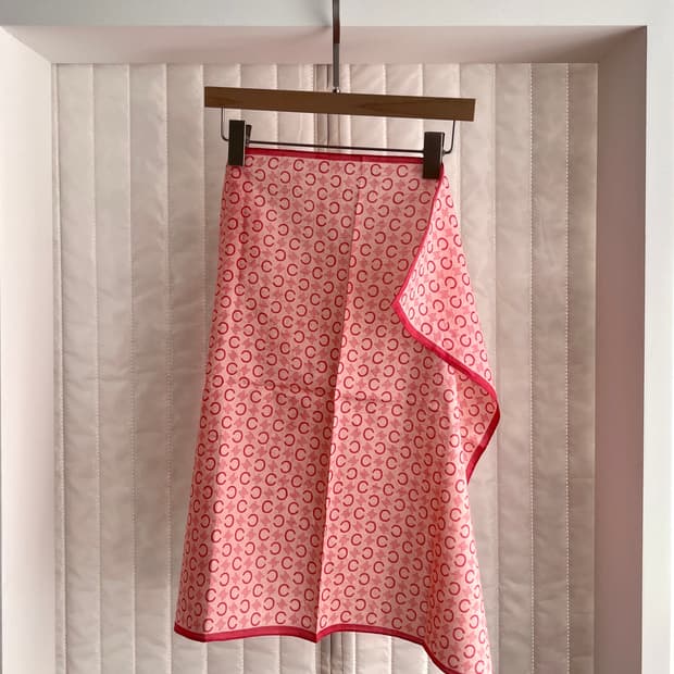 셀린느 핑크 모노그램 코튼 스카프