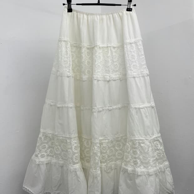 화이트페어리 레이스 롱 캉캉 스커트