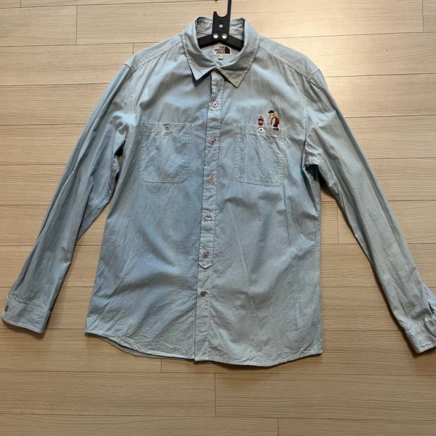 노스페이스 캠핑에디션 하늘색 셔츠 105