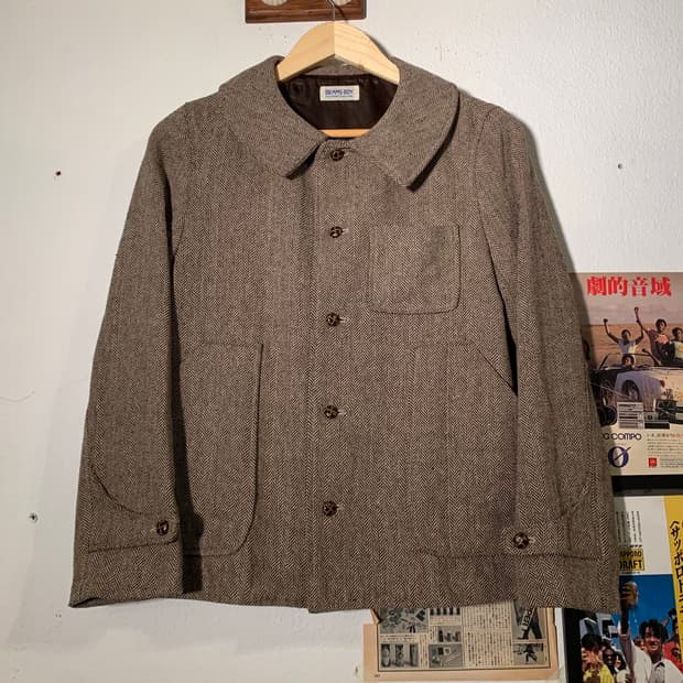 빔즈보이 헤링본 레더버튼 자켓