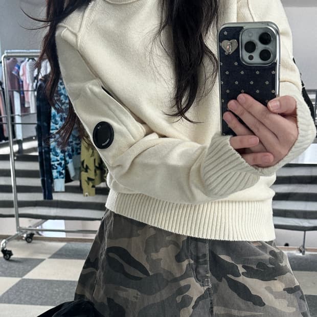 C.P컴퍼니 렌즈와펜 아이보리 울 니트 