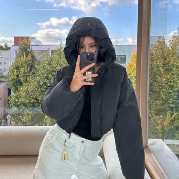 택달린 새상품) 글로니 패딩 바운더리스 다운 푸퍼 자켓 차콜