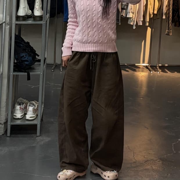 폴로랄프로렌 포니로고 핑크 케이블 꽈배키 니트 A2873