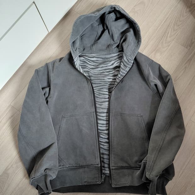 블랙아웃 후드집업 그레이 L