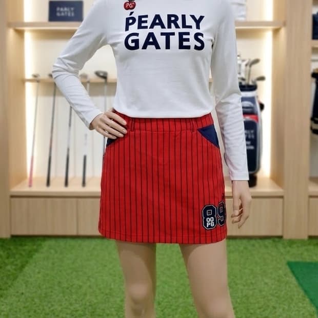 파리게이츠 여성골프 줄무늬스커트 26인치 55 네이비레드