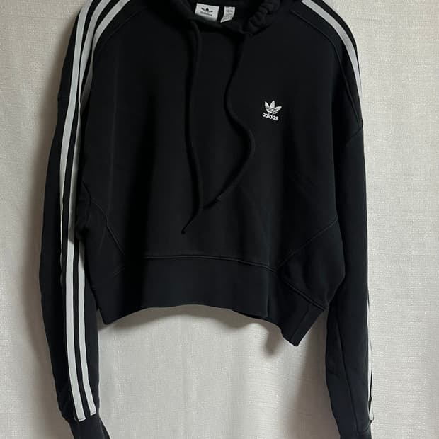 아디다스 크롭 삼선 후드티셔츠 후드티 S