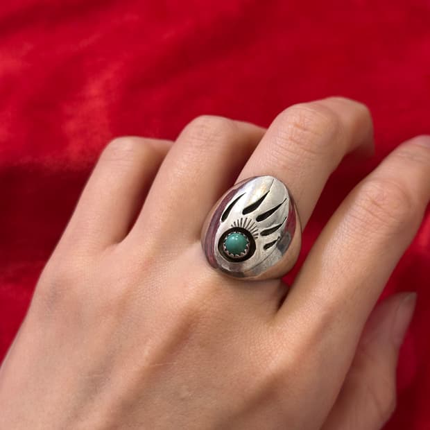 Vintage 925 Silver Bear Claw Turquoise R
