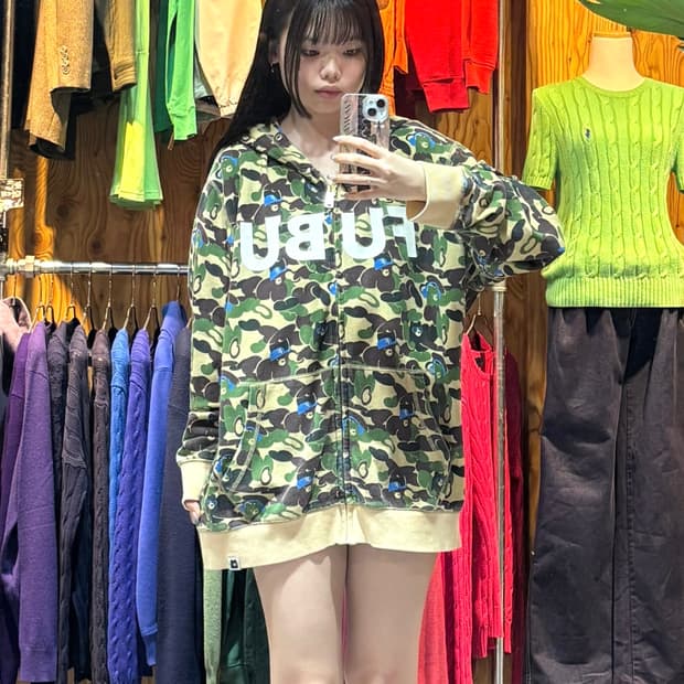 XXL 푸부 BAPE 오마주 카모 빅로고 후드집업