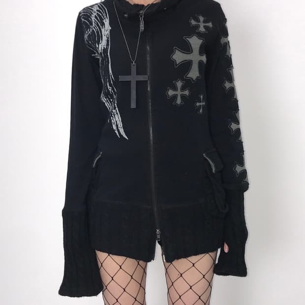 Durer Angel Wing Gothic Cross zip up