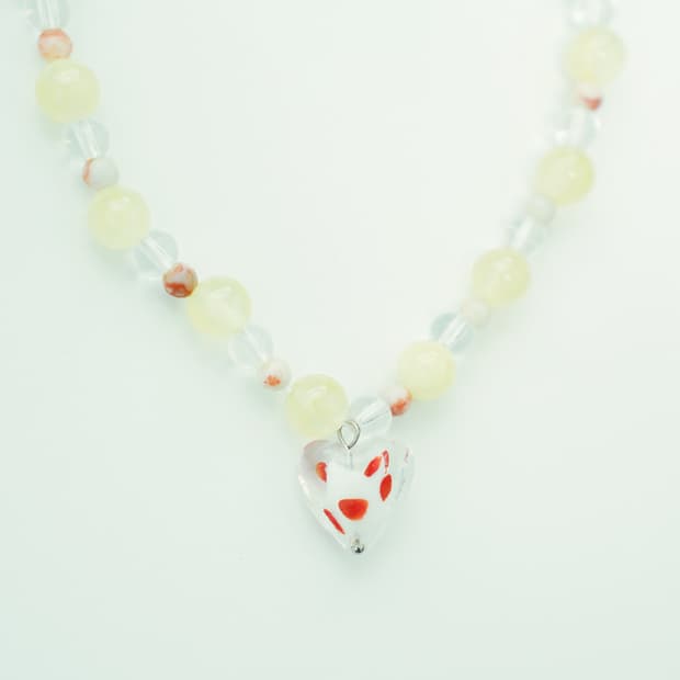빈티지 비즈 목걸이 big heart necklace