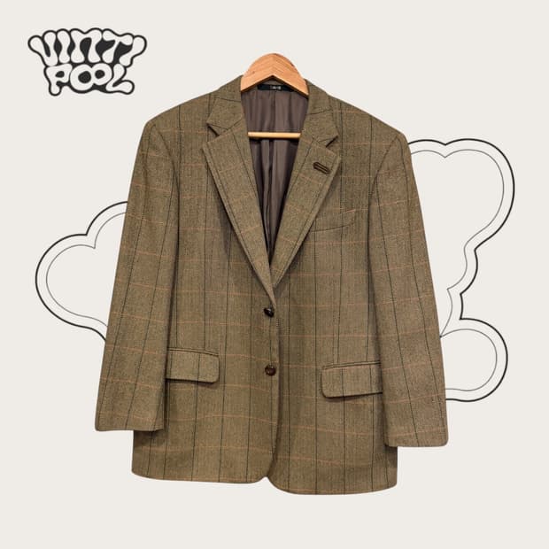 닥스 울캐시미어 블렌드 헤링본 체크 자켓 100 카키브라운