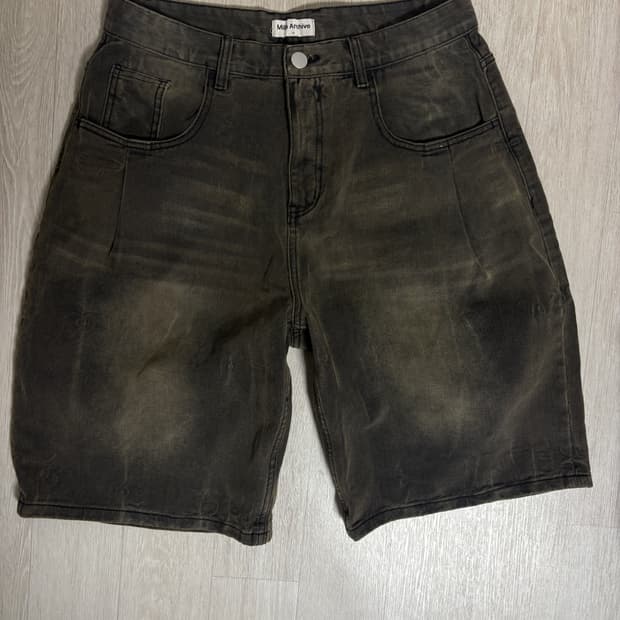 딥브라운 버뮤다워싱 데님팬츠