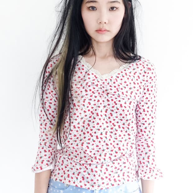 샵페어리 스트로베리 레이스탑 아이보리