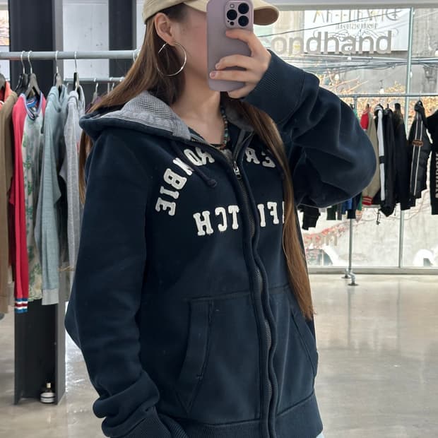 아베크롬비 머슬핏 후드집업 네이비