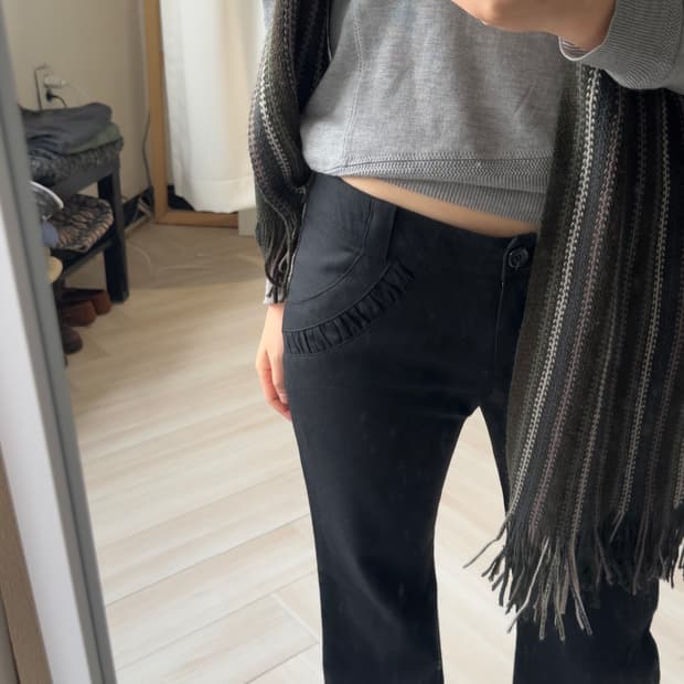 [MORGAN] shirring detail slacks pants