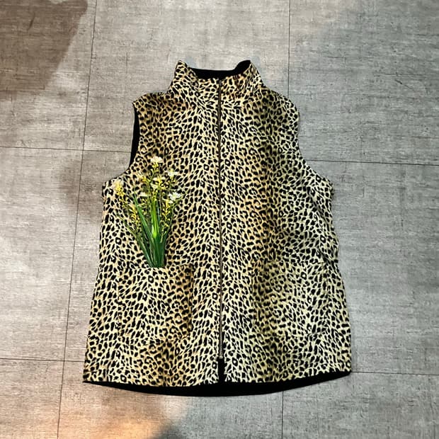 일본빈티지 올드스쿨아메카지 레오파드호피 베스트조끼