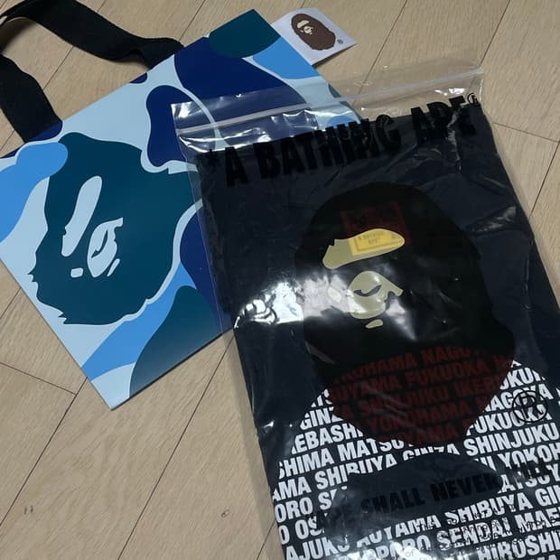 새상품) 베이프 재팬 스토어 티셔츠 블랙 XL