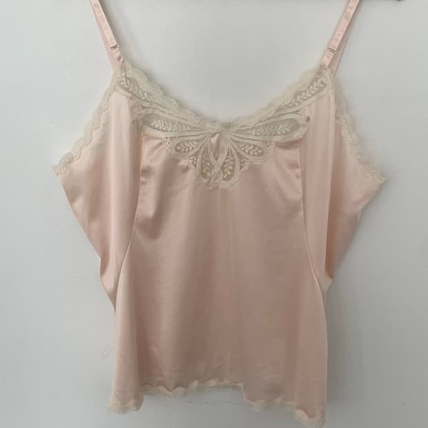 warm pink lace slip top
