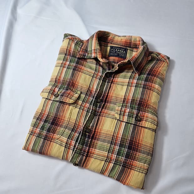 유니클로 jp 퓨어코튼 플란넬 체크 셔츠 빈티지 M