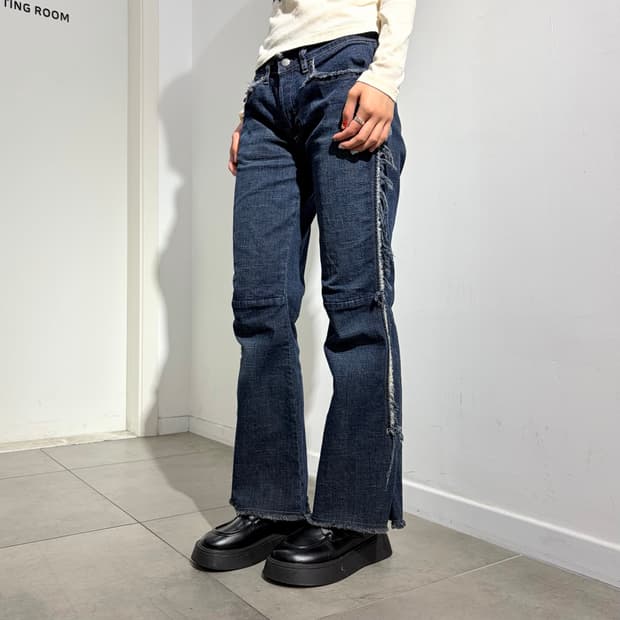 디젤 프린지 그런지 데님 부츠컷 팬츠 바지