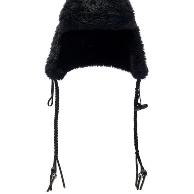 OPEN YY BRAIDED SHEARLING TRAPPER, BLACK