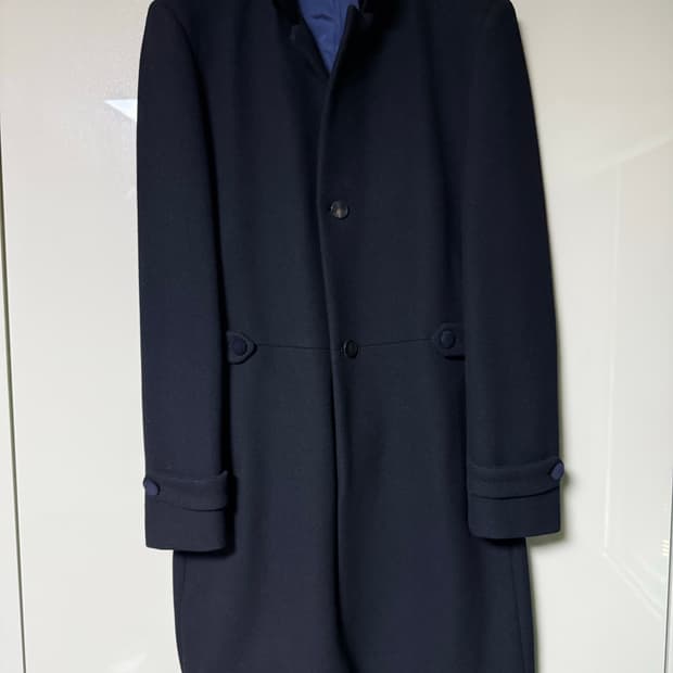 타임옴므 모직 블랙 하프코트 100사이즈