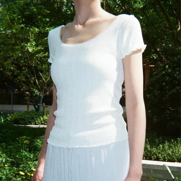 브랜디멜빌 레이스 유넥 반팔 티셔츠