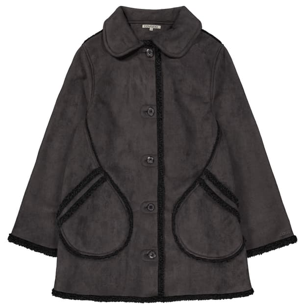 ROUND COLLAR SUEDE JACKET CHARCOAL 