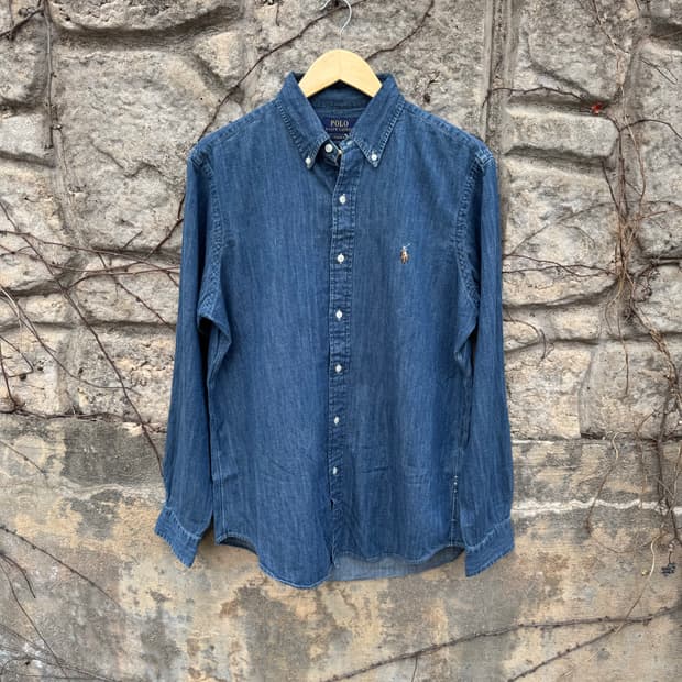 폴로 랄프로렌 빈티지 클래식 핏 데님 셔츠 m