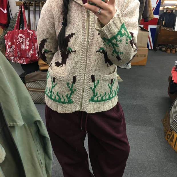 60s 코위찬 니트 집업