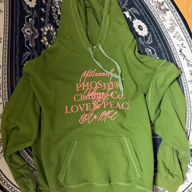 포스333 Love&Peace Campaign Hoodie/Pea Gre