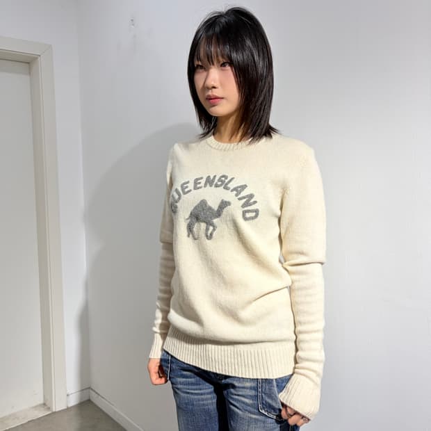 Beams queensland 낙타 니트 스웨터