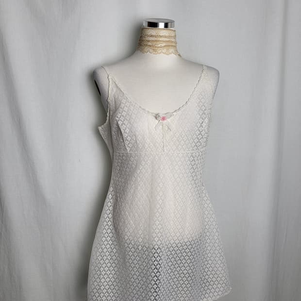 빈티지 화이트 슬립 원피스