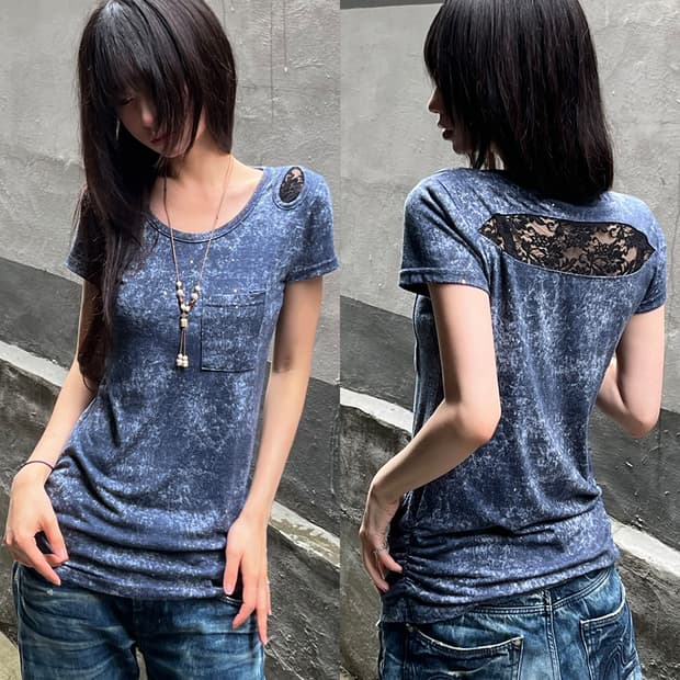 Grunge Lace Back Cut-Out Tee