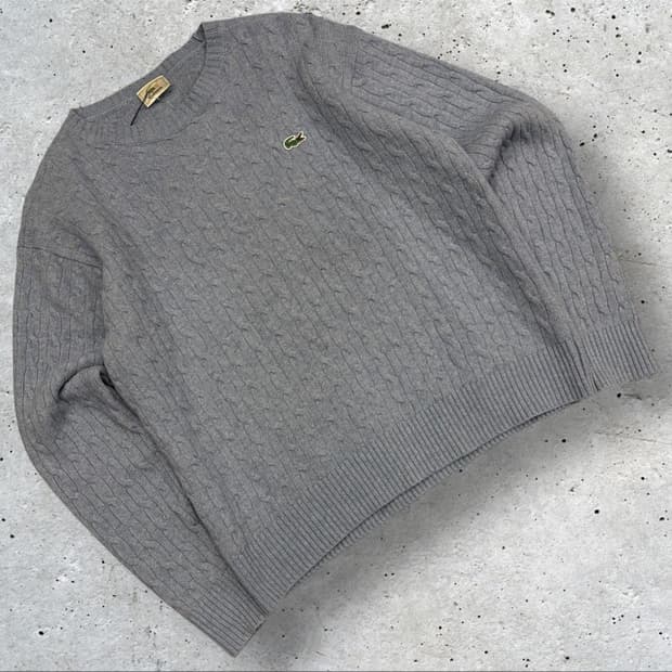 [95] 라코스테 재팬 케이블 니트 스웨터 스카이블루 C227