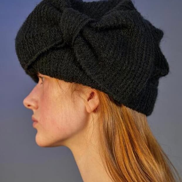 어썸니즈 터번햇 비니 리본 블랙