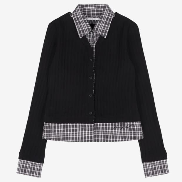 팬시클럽 체크 셔츠 레이어드 가디건 판매해요 니트 롱슬리브