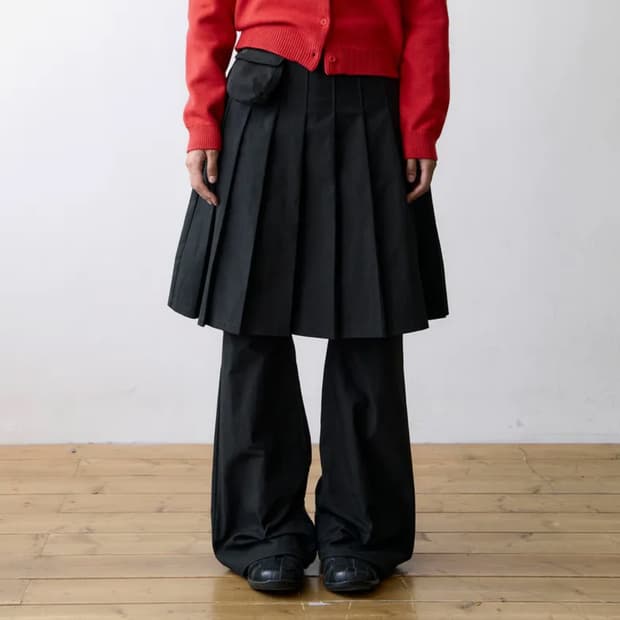TCM skirt layered pants (black)