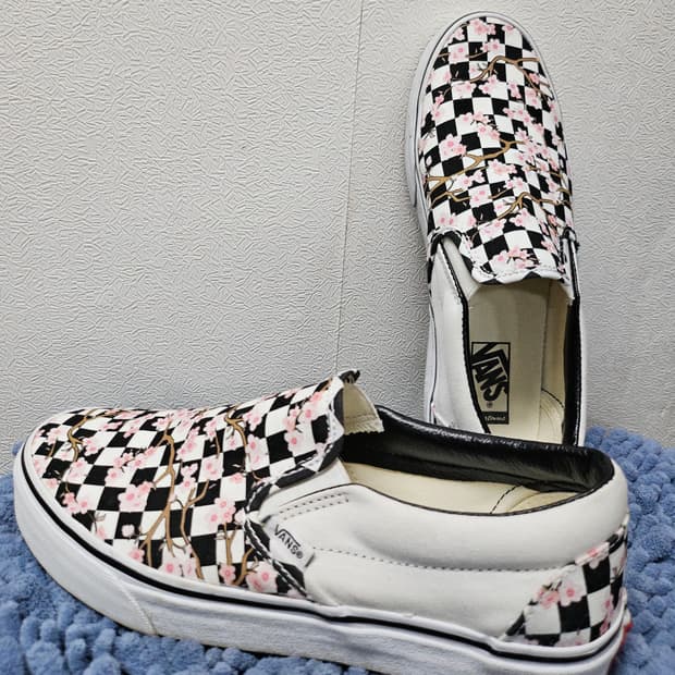 Vans 반스 체커보드 벚꽃 슬립온 스니커즈  265