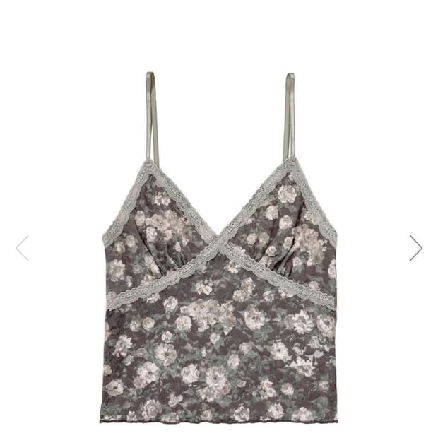 투머치택스 FLORAL LACE CAMI TOP (BROWN)